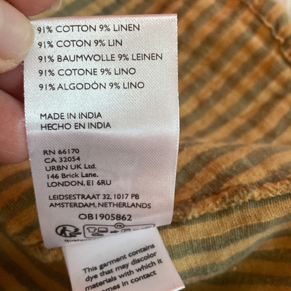 NWOT Free people Candice midi skirt sz small tan and grey stripped linen cotton - Picture 10 of 11